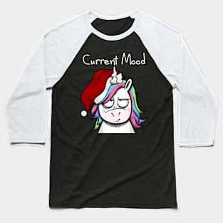 Christmas Unicorn in Quite a Mood - Dark Baseball T-Shirt